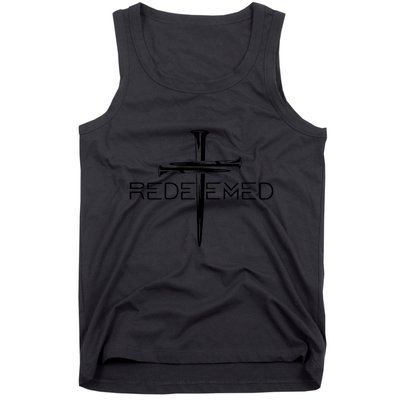 Redeemed Collection: The Ultimate Redeemer 3 Nails Cross Black On Black Tank Top