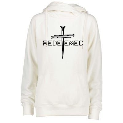 Redeemed Collection: The Ultimate Redeemer 3 Nails Cross Black On Black Womens Funnel Neck Pullover Hood