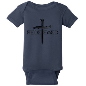 Redeemed Collection: The Ultimate Redeemer 3 Nails Cross Black On Black Baby Bodysuit