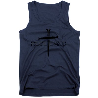 Redeemed Collection: The Ultimate Redeemer 3 Nails Cross Black On Black Tank Top