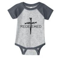 Redeemed Collection: The Ultimate Redeemer 3 Nails Cross Black On Black Infant Baby Jersey Bodysuit