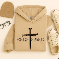 Redeemed Collection: The Ultimate Redeemer 3 Nails Cross Black On Black Hoodie
