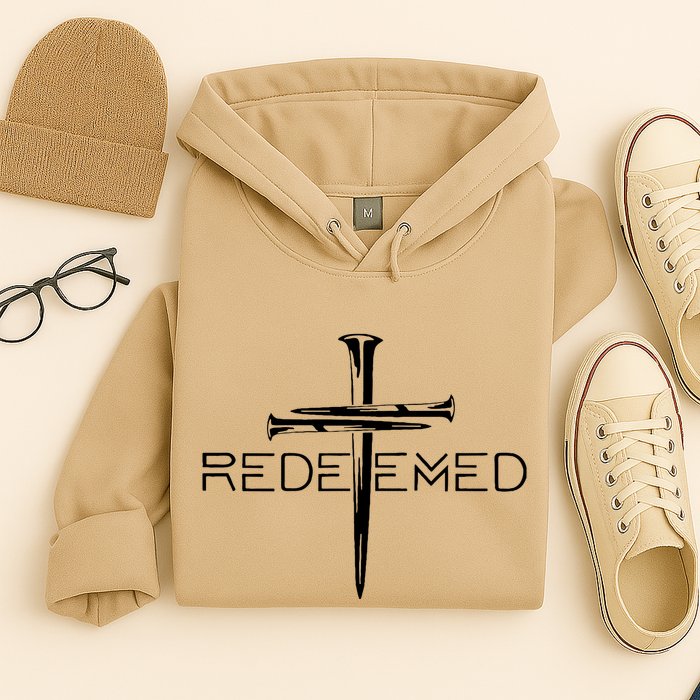 Redeemed Collection: The Ultimate Redeemer 3 Nails Cross Black On Black Hoodie