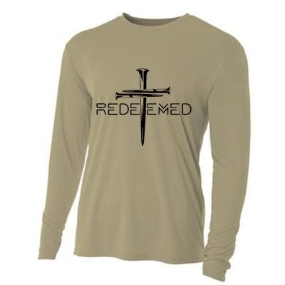 Redeemed Collection: The Ultimate Redeemer 3 Nails Cross Black On Black Cooling Performance Long Sleeve Crew