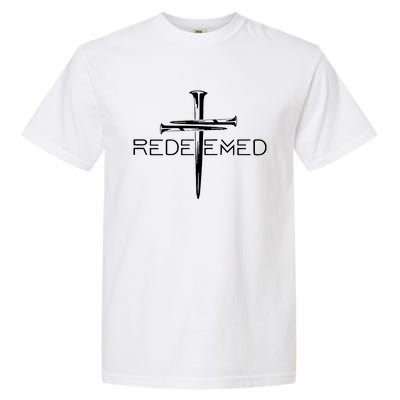 Redeemed Collection: The Ultimate Redeemer 3 Nails Cross Black On Black Garment-Dyed Heavyweight T-Shirt