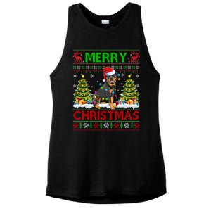 Rottweiler Christmas Ugly Sweater Rottweiler Tree Light Xmas Gift Ladies PosiCharge Tri-Blend Wicking Tank