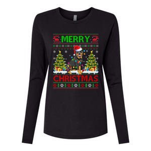 Rottweiler Christmas Ugly Sweater Rottweiler Tree Light Xmas Gift Womens Cotton Relaxed Long Sleeve T-Shirt