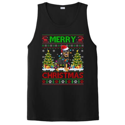 Rottweiler Christmas Ugly Sweater Rottweiler Tree Light Xmas Gift PosiCharge Competitor Tank