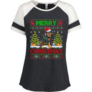 Rottweiler Christmas Ugly Sweater Rottweiler Tree Light Xmas Gift Enza Ladies Jersey Colorblock Tee