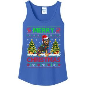 Rottweiler Christmas Ugly Sweater Rottweiler Tree Light Xmas Gift Ladies Essential Tank