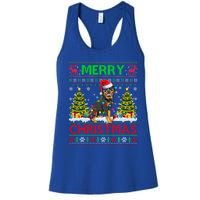 Rottweiler Christmas Ugly Sweater Rottweiler Tree Light Xmas Gift Women's Racerback Tank