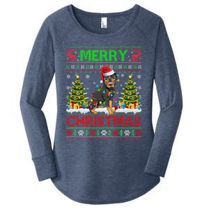 Rottweiler Christmas Ugly Sweater Rottweiler Tree Light Xmas Gift Women's Perfect Tri Tunic Long Sleeve Shirt