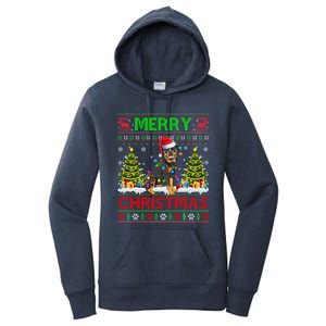 Rottweiler Christmas Ugly Sweater Rottweiler Tree Light Xmas Gift Women's Pullover Hoodie