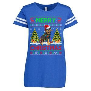 Rottweiler Christmas Ugly Sweater Rottweiler Tree Light Xmas Gift Enza Ladies Jersey Football T-Shirt