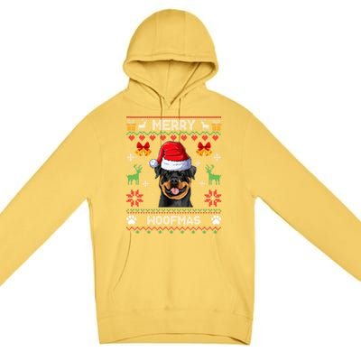 Rottweiler Christmas Ugly Sweater Rottweiler Tree Light Xmas Funny Gift Premium Pullover Hoodie