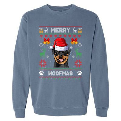 Rottweiler Christmas Ugly Sweater Rottweiler Tree Light Xmas Funny Gift Garment-Dyed Sweatshirt