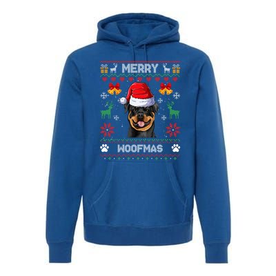 Rottweiler Christmas Ugly Sweater Rottweiler Tree Light Xmas Funny Gift Premium Hoodie