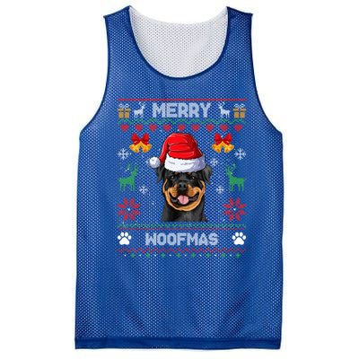 Rottweiler Christmas Ugly Sweater Rottweiler Tree Light Xmas Funny Gift Mesh Reversible Basketball Jersey Tank