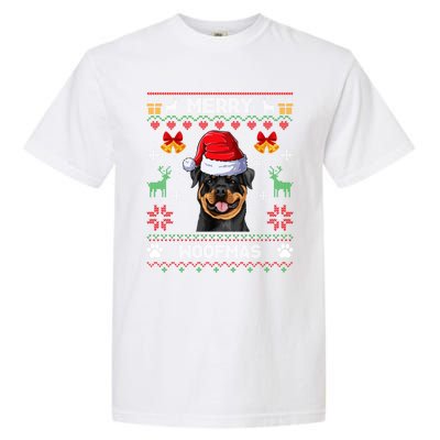 Rottweiler Christmas Ugly Sweater Rottweiler Tree Light Xmas Funny Gift Garment-Dyed Heavyweight T-Shirt