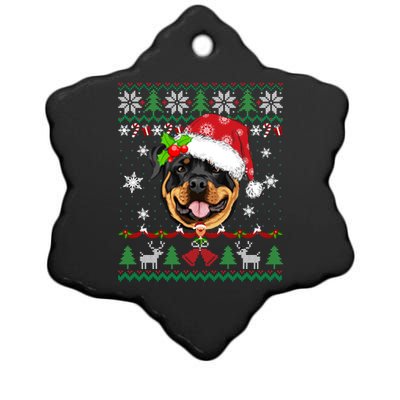 Rottweiler Christmas Ugly Sweater Rottweiler Tree Light Xmas Gift Ceramic Star Ornament