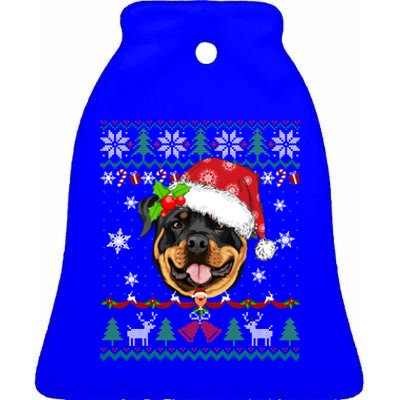 Rottweiler Christmas Ugly Sweater Rottweiler Tree Light Xmas Gift Ceramic Bell Ornament