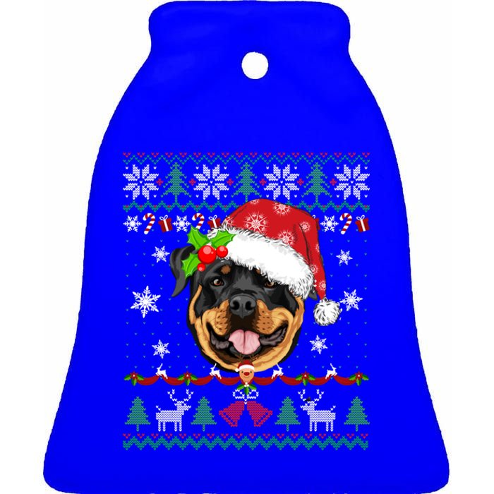 Rottweiler Christmas Ugly Sweater Rottweiler Tree Light Xmas Gift Ceramic Bell Ornament