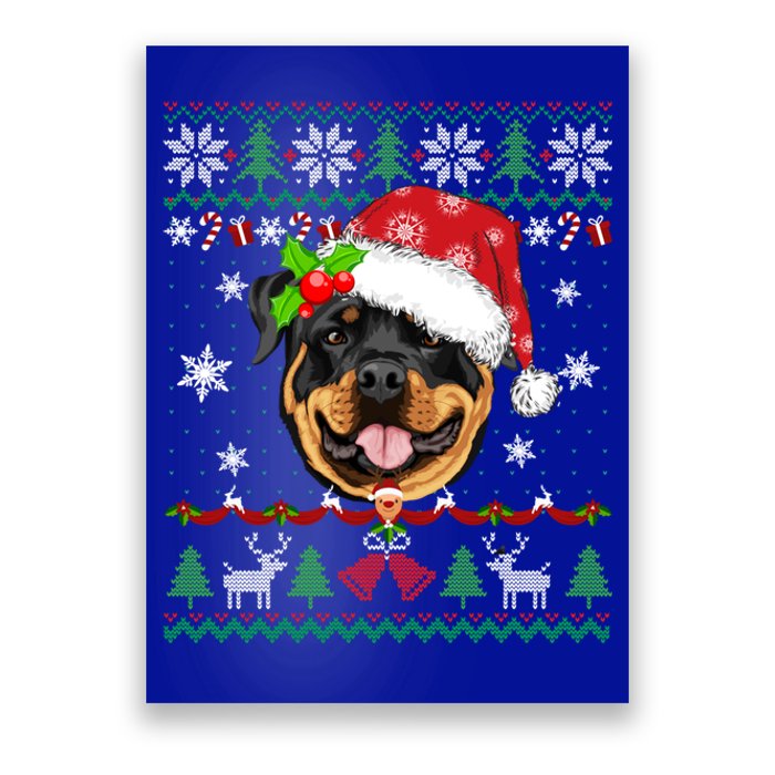 Rottweiler Christmas Ugly Sweater Rottweiler Tree Light Xmas Gift Poster