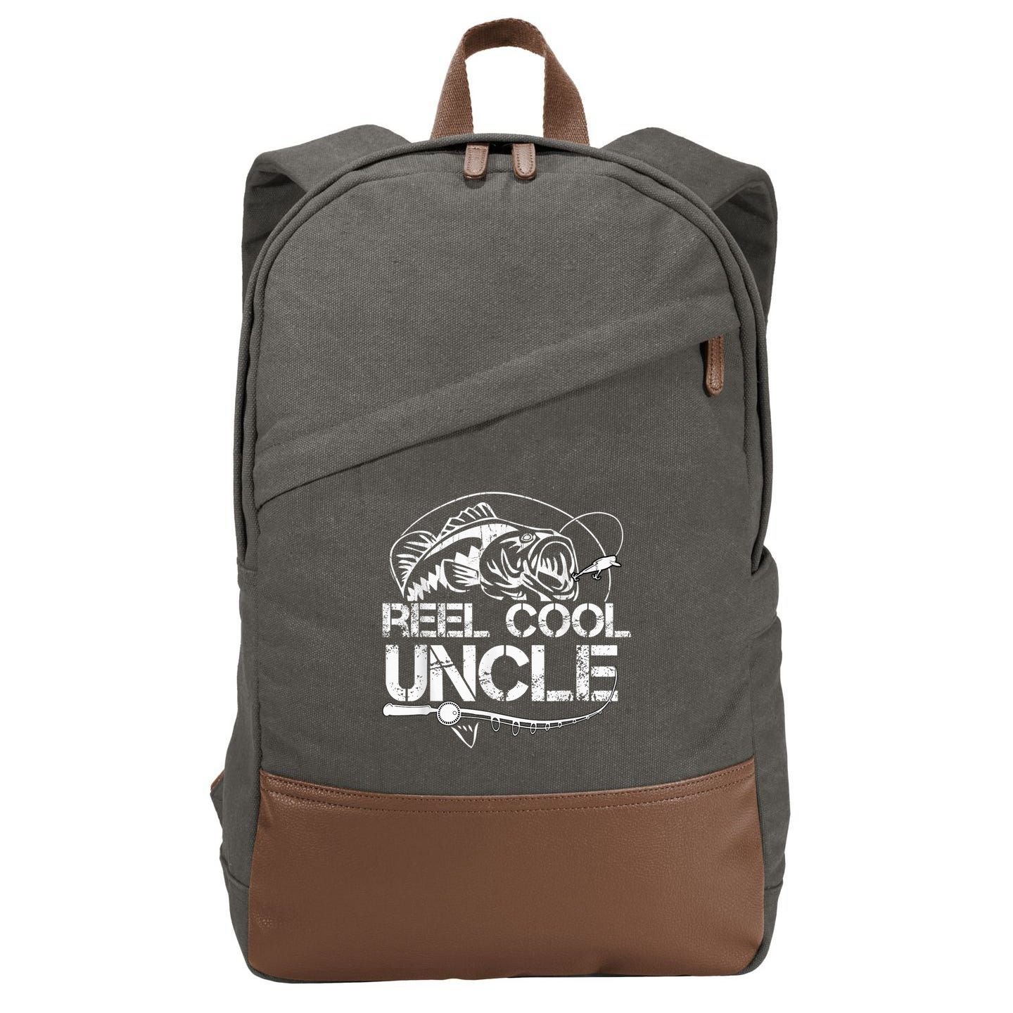Reel Cool Uncle Fishing Daddy Fathers Day Dad Gifts For  Cotton Canvas Backpack