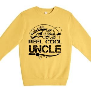 Reel Cool Uncle Fishing Daddy Fathers Day Dad Funny Gift Cool Gift Premium Crewneck Sweatshirt