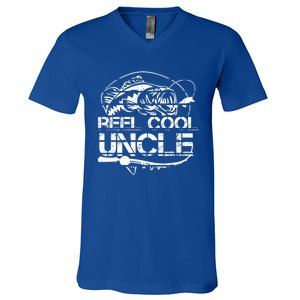 Reel Cool Uncle Fishing Daddy Fathers Day Dad Funny Gift Cool Gift V-Neck T-Shirt