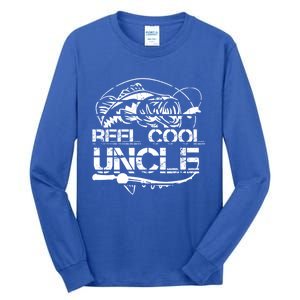 Reel Cool Uncle Fishing Daddy Fathers Day Dad Funny Gift Cool Gift Tall Long Sleeve T-Shirt