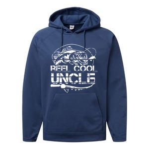 Reel Cool Uncle Fishing Daddy Fathers Day Dad Funny Gift Cool Gift Performance Fleece Hoodie