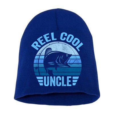 Reel Cool Uncle Gift Father's Day Fishing Funny Gift Short Acrylic Beanie