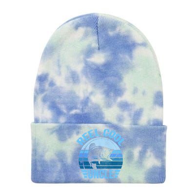 Reel Cool Uncle Gift Father's Day Fishing Funny Gift Tie Dye 12in Knit Beanie