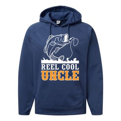 Reel Cool Uncle Fishing Fathers Day Gift Performance Fleece Hoodie