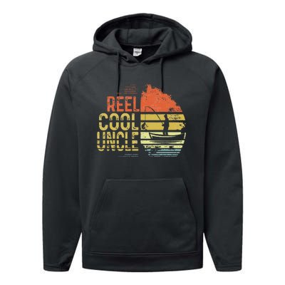 Reel Cool Uncle Fisherman Daddy Father's Day Fishing Performance Fleece Hoodie