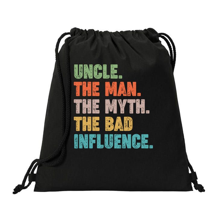 Uncles Club The Man Myth Bad Influence Back And Front Drawstring Bag