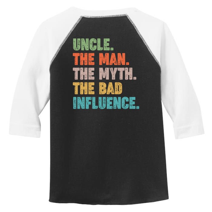 Uncles Club The Man Myth Bad Influence Back And Front Toddler Fine Jersey T-Shirt