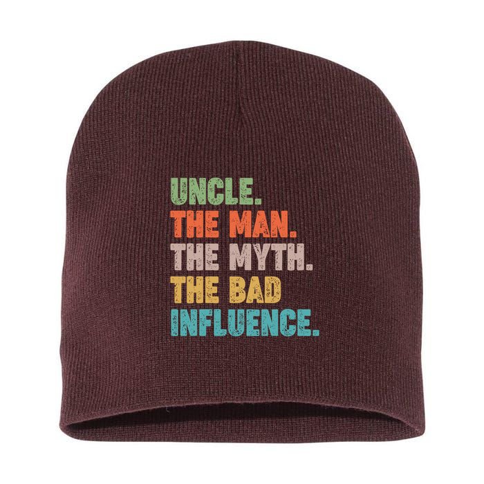 Uncles Club The Man Myth Bad Influence Back And Front Short Acrylic Beanie