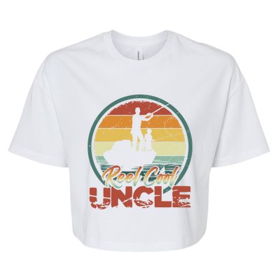 Reel Cool Uncle Gift Fun Retro Fishing Family Meaningful Gift Bella+Canvas Jersey Crop Tee