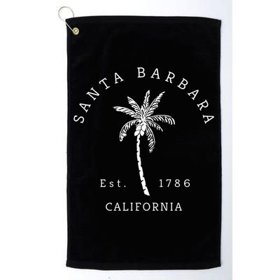 Retro Cool Vintage Santa Barbara Beach California Palm Tree Gift Golf Towel