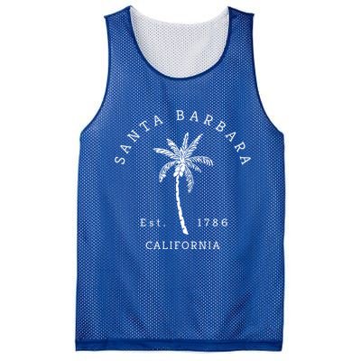 Retro Cool Vintage Santa Barbara Beach California Palm Tree Gift Mesh Reversible Basketball Jersey Tank