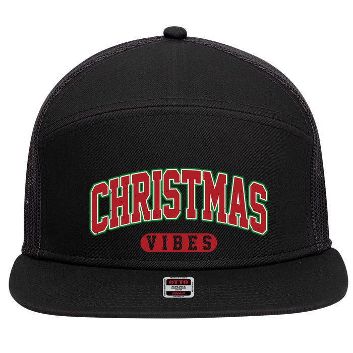 Retro Christmas Vibes 7 Panel Mesh Trucker Snapback Hat