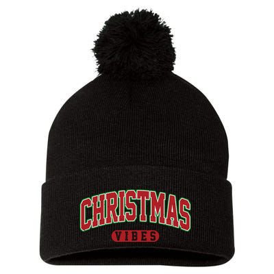 Retro Christmas Vibes Pom Pom 12in Knit Beanie