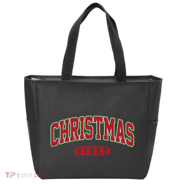Retro Christmas Vibes Zip Tote Bag