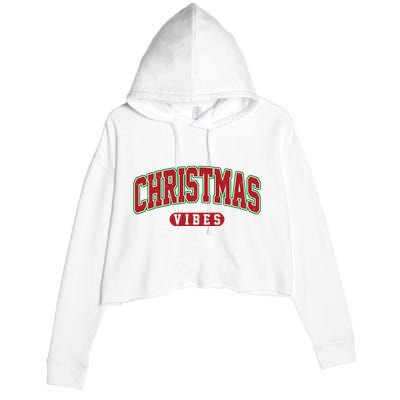 Retro Christmas Vibes Crop Fleece Hoodie