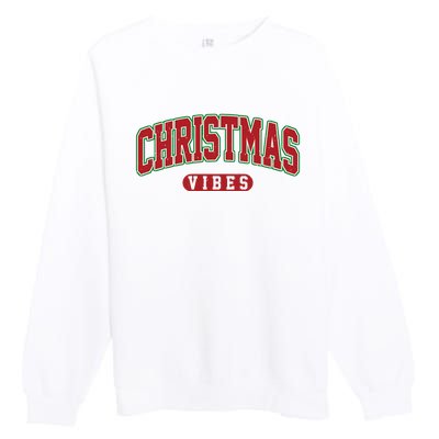 Retro Christmas Vibes Premium Crewneck Sweatshirt