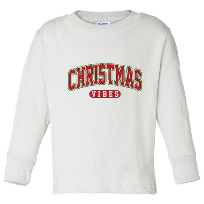Retro Christmas Vibes Toddler Long Sleeve Shirt