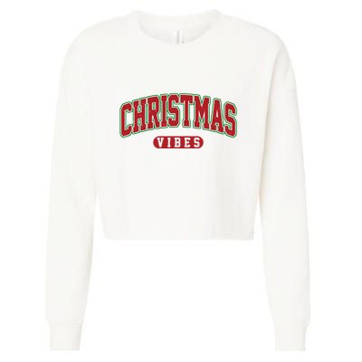Retro Christmas Vibes Cropped Pullover Crew