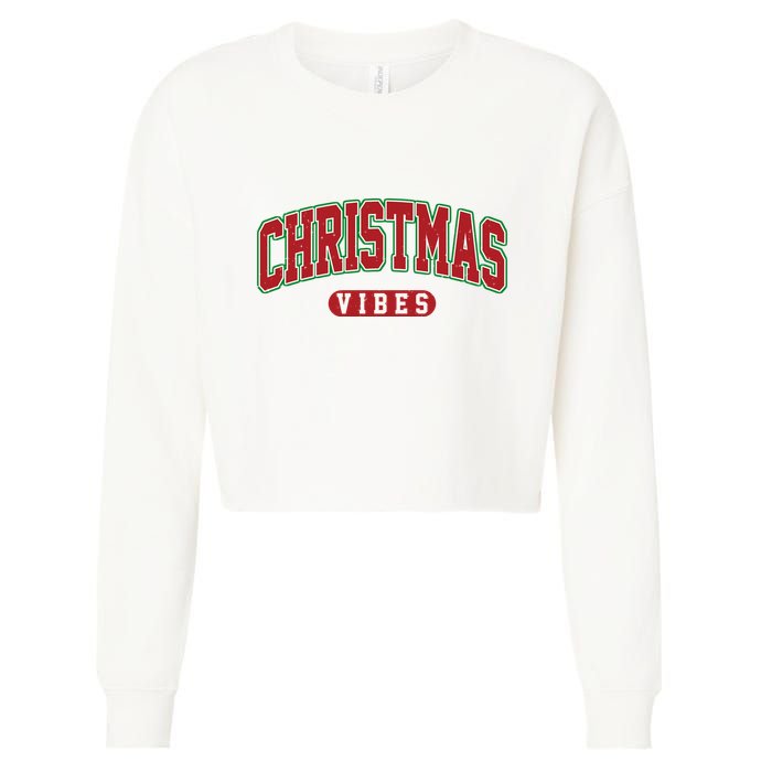Retro Christmas Vibes Cropped Pullover Crew